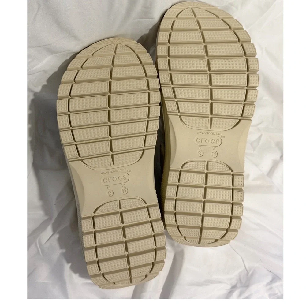 Crocs Mega Crush Sandal Bone Platform‎ Wedge W11 M9 Beige NEW Resortwear 106-05